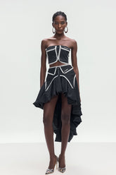 Bonifatius Çizgili Asimetrik Etek Takımı